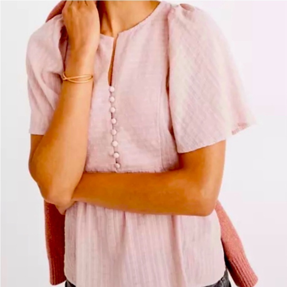 Madewell Pink Flutter Sleeve Courtyard Top